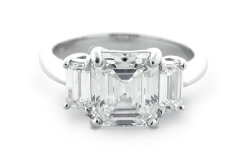 2.50 Ct Emerald Cut Three Stone Diamond Engagement Ring