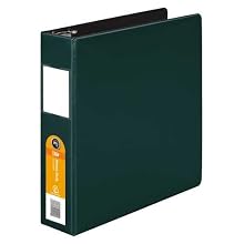 Wilson Jones 384 Heavy Duty D-Ring Binder with Label Holder, 2 Pockets, 2-Inch Ring Size, Hunter Green (W384-44G)