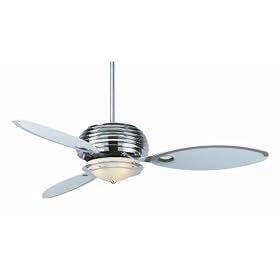 Fanimation FP3220CH Draco Ceiling Fan, Chrome Finish, 3 Blue-Frosted Blades, Frosted Glass