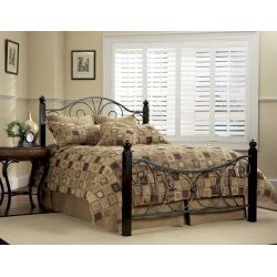 California King Metal and Wood Bed with Frame - Monaco Transitional Design in Ebony Finish