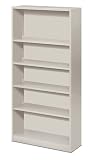 5 Shelf Metal Bookcase, 34-1/2'Wx12-5/8'Dx71', Putty