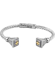 Sterling Silver Hinged Bracelet with 18KY Accents Sterling Silver & 18K Yellow 69914