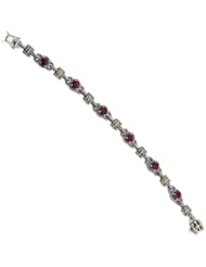Sterling Silver w/14k Gold 5.71Rhodilite Garnet Bracelet