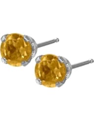 Genuine 0.20tcw 3mm Citrine 14 Karat White Gold Baby Earrings