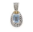 925 Silver & Blue Topaz Basket-Weave Pendant with 14k Gold Accents