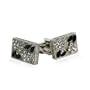 Filigree Jet Black and Clear Crystal Cufflinks with Platinum Overlay