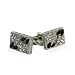 Filigree Jet Black and Clear Swarovski Crystal Cufflinks with Platinum Overlay