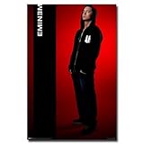 Eminem (Black Hoodie, Red Background) Music Poster Print