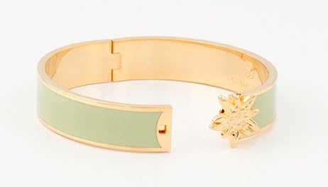 Stowe Street Sara Edelweiss Hinged Enamel Bracelet (Green/Gold Plated)