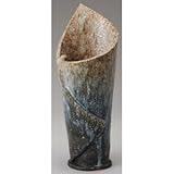 白窯変巻型花入　【信楽焼　花器】