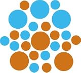 Set of 30 - Nut Brown / Ice Blue Circles Polka Dots Vinyl Wall Graphic Decals Stickers