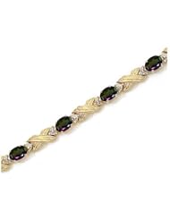 14K Yellow Gold Oval Mystic Topaz and Diamond Bracelet