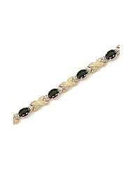 14K Yellow Gold Oval Mystic Topaz and Diamond Bracelet by Jewelry Mountain