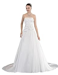 Strapless  Satin/Taffeta Wedding Dress  With Pearls