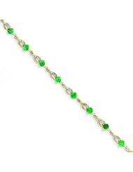1.9 Carat 14K Gold Diamond and Emerald Bracelet