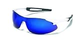 MCR Safety CIA138B Inertia Safety Glasses, Blue Diamond Mirror Lens, White Frame