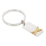 Sterling Silver Key Ring with 14K Yellow Gold Cross Design With Rhodium Plated - B0000W3EMY