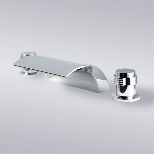 Euro Modern Contemporary Waterfall Widespread Roman Bath Tub Faucet Filler Chrome