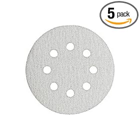 Bosch SR6W040 6-Inch Hook & Loop Sanding Disc, 6-Hole, White, 40 Grit, 5 Pack