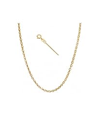 18K Solid Yellow Gold Cable Chain Necklace 18" inch 1.1mm Made in Italy