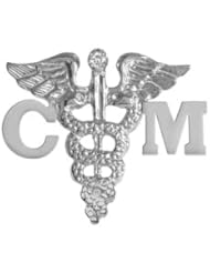 NursingPin - Sterling Silver Case Manager CM Lapel Pin with Diamond