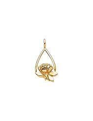 22.00x14.50 mm Memorial Tear Rose Pendant in 14K Yellow Gold