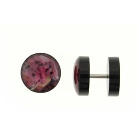 Pink Shell Acrylic Fake Plug - 16 Gauge Ear Wire - 12mm Fake Part ...