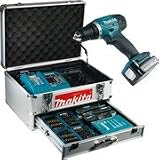 Makita BDF343RHEX5 Akku-Bohrschauber 14,4 V, 2 Akkus, inklusiv 96-teiligem Zubehörset im Alu-Koffer