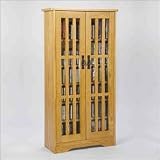 Leslie Dame Enterprises M-371 Mission Style CD, DVD, Video Storage Cabinet with Glass Doors - Oak