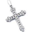 14Kt White Gold Diamond Feminine Cross Pendant
