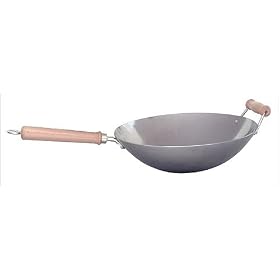 Concept Housewares WK-13800 14 Inch Flat Bottom Wok Classic Carbon Steel by Woks
