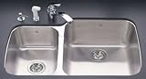 Kindred KSDC2RU/9 Double Bowl Undermount Sink, Stainless Steel
