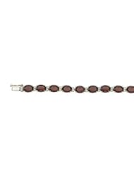 14K Yellow Gold 0.5 ct Prong Mi Amore White Diamond & Oval Garnet Link Bracelet