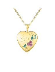 Sterling silver and 14k gold Heart Shaped Locket w/ Flowers "Love" Necklace