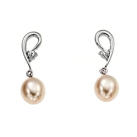 R&T - 50511 - Boucles d'oreilles Argent 925/1000 - 3,1Gr - Pendant - Perles Blanches - Oxydes de Zirconium