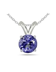 0.46Ct Round Tanzanite Pendant in 14k White Gold