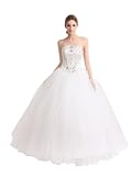 Artwedding Strapless Tulle Wedding Ball Gown With Rhinestone and Applique