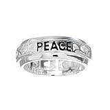 Sterling Silver Peace Love Joy Spinner Ring Size 7