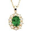 14K Yellow Gold Chrome Tourmaline and Pearl Pendant