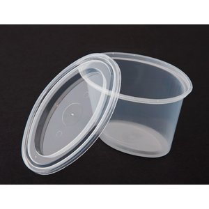 Newspring E506 ELLIPSO 6 oz. Clear Oval Plastic Souffle / Portion Cup with Lid 500/CS