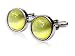 Timeless Round Pale Yellow Catseye-style Cufflinks Framed silver-tone by Cuff-Daddy