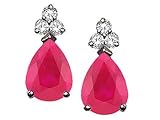 1.72 cts Ruby and Diamond Earrings - 14kt White or Yellow Gold LIFETIME WARRANTEE