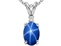 1.73 cttw Lab Created Star Sapphire and Genuine Diamond Pendant in 14k White Gold