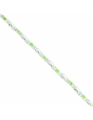 Genuine .925 Sterling Silver Peridot & Cz Bracelet 9.1 Grams . 100% Satisfaction Guaranteed.