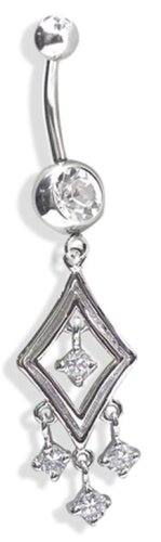Click here to buy BR27 CLEAR BELLY RING DANGLER DIAMOND GEMS by 2BhipBuckles.
