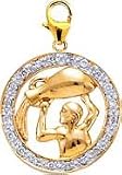 Zodiac Aquarius, 14K Gold Diamond Charm