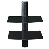 Levv WM2SB Blue Ray Digi Box Wall Mount with Two Shelves - Black Glass and Aluminium