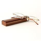 Classic Spring Hinged Reading Glass with Leather Case - British Tan +2.50