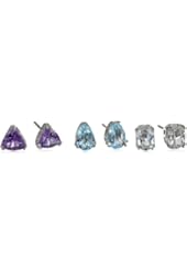 Sterling Silver Amethyst, White Topaz, Blue Topaz Earrings Jewelry Set