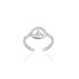 Sterling Silver Peace Sign Symbol Toe Ring